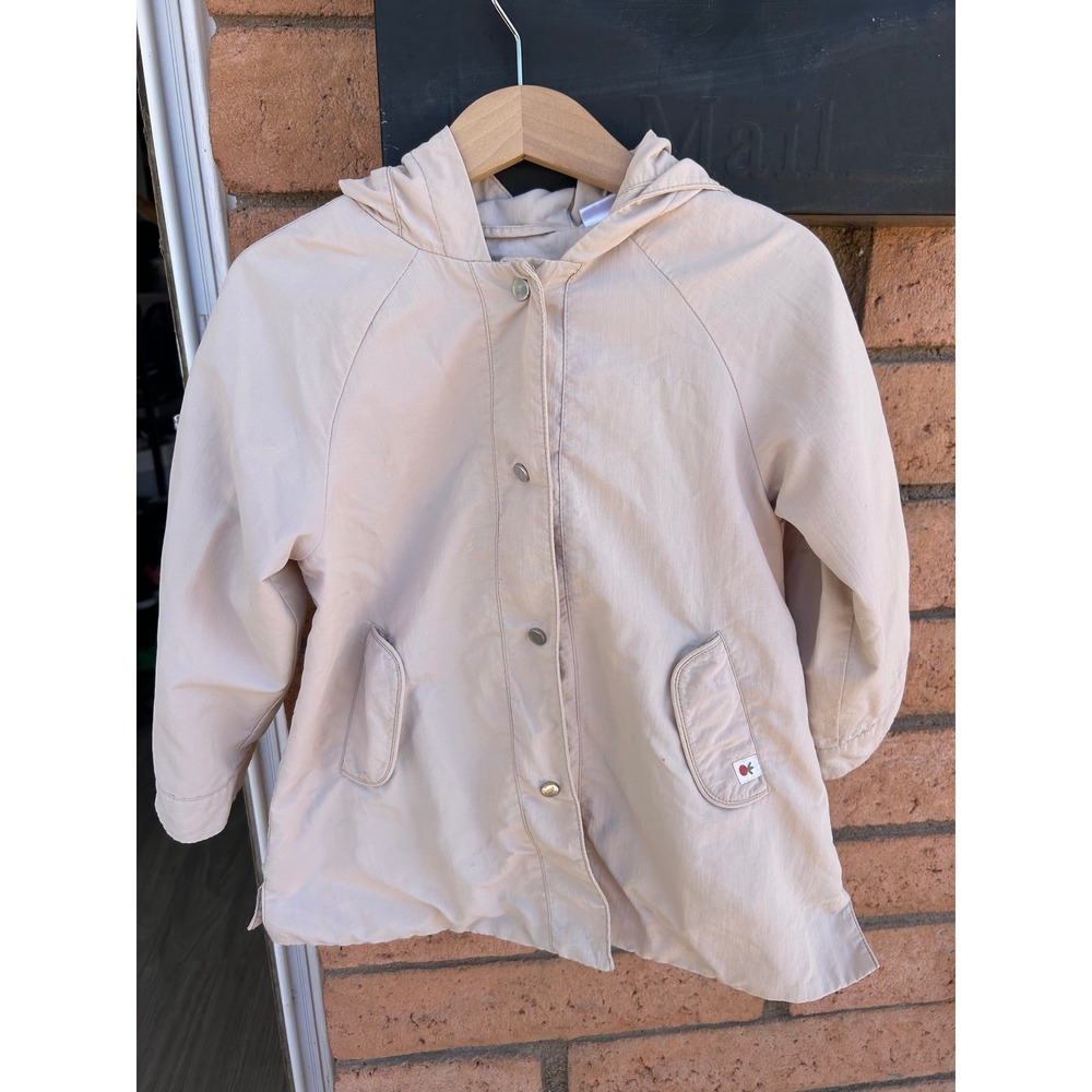Zara Kids Beige Hooded Windbreaker Jacket Floral Lining Size 3-4 Years 104cm
